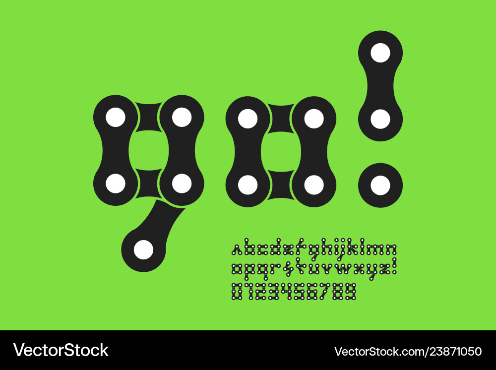 Chain Font - Bicycle Style Vector Image