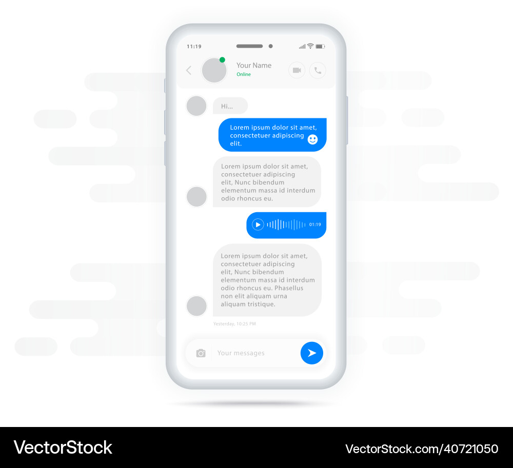 Chat messenger ui application design concept Chat messenger ui application design concept vector image