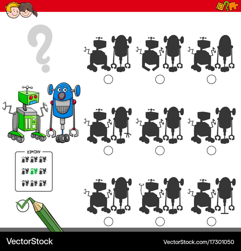Educational shadow game with robots vector image