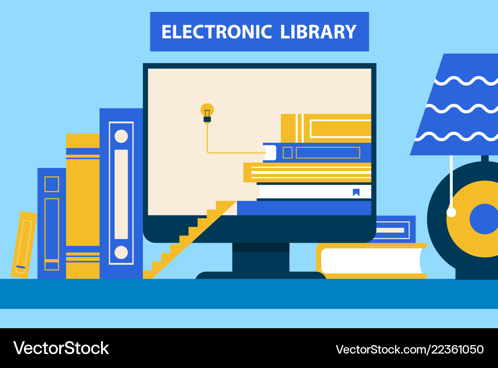 Electronic library computer Vector Image