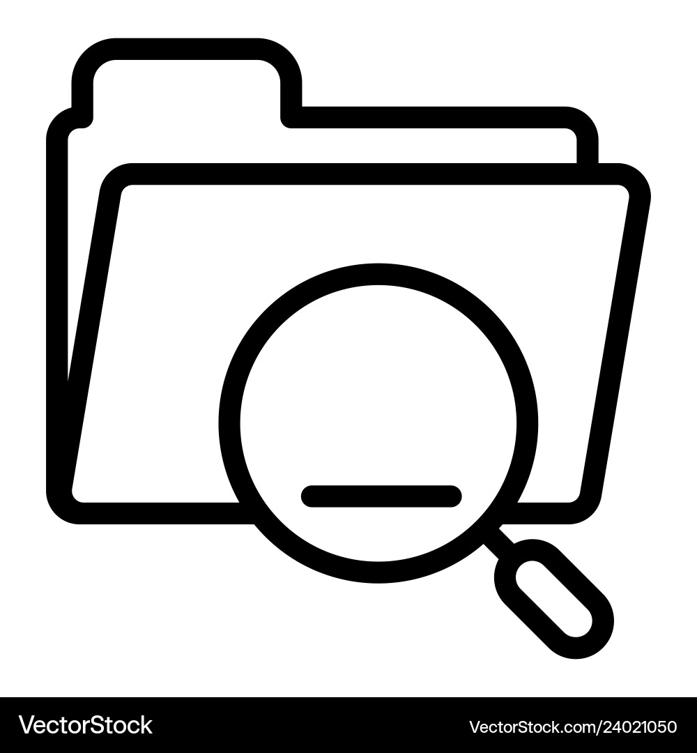 Folder with magnifier line icon search in Folder with magnifier line icon search in vector image