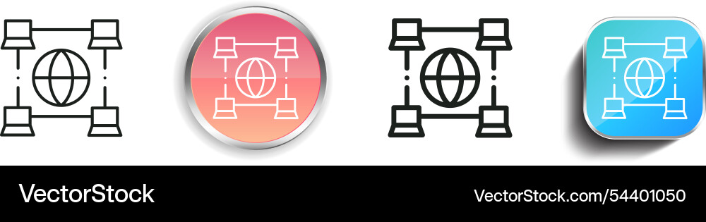 Global icon thin linear regular and button style vector image