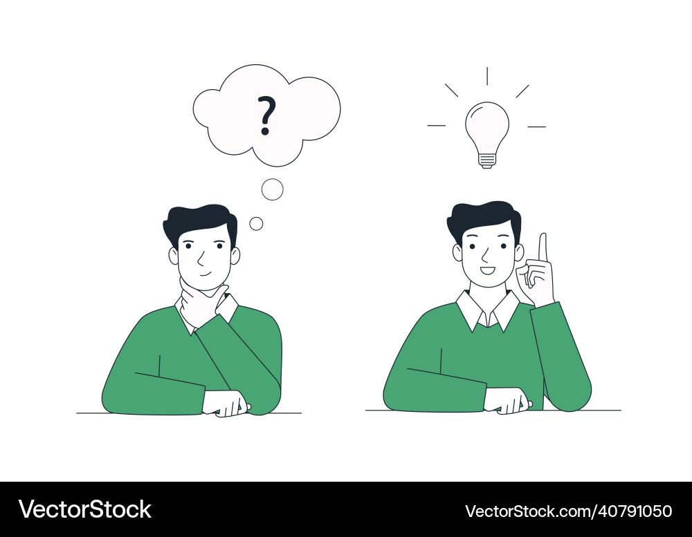 Man is looking for an idea pondering a question Man is looking for an idea pondering a question vector image
