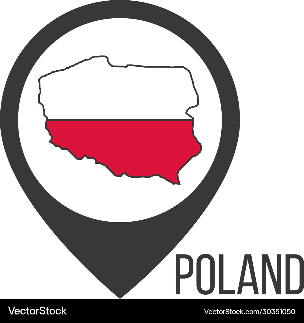 Map pointers with contry poland flag stock Map pointers with contry poland flag stock Vector Image