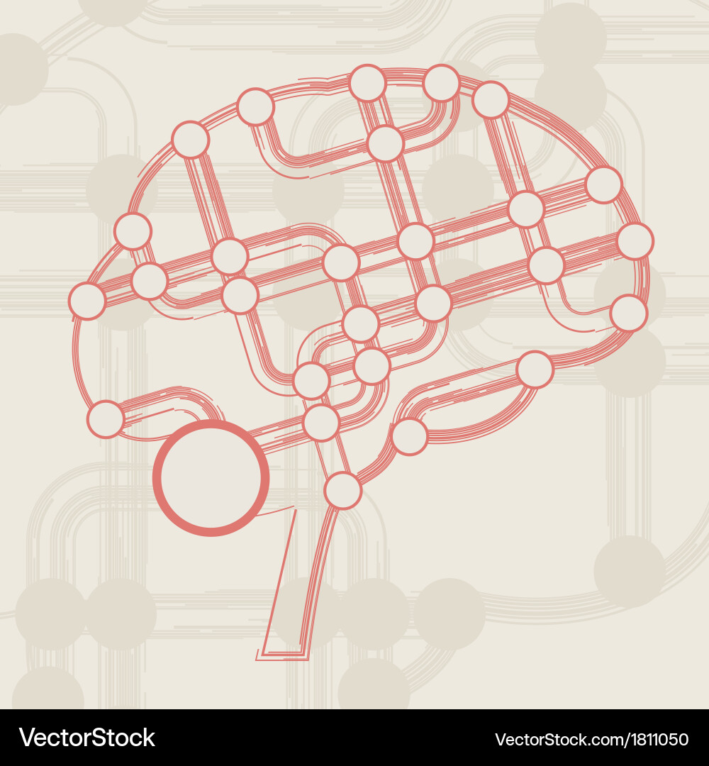 Retro circuit board form of brain Vector Image