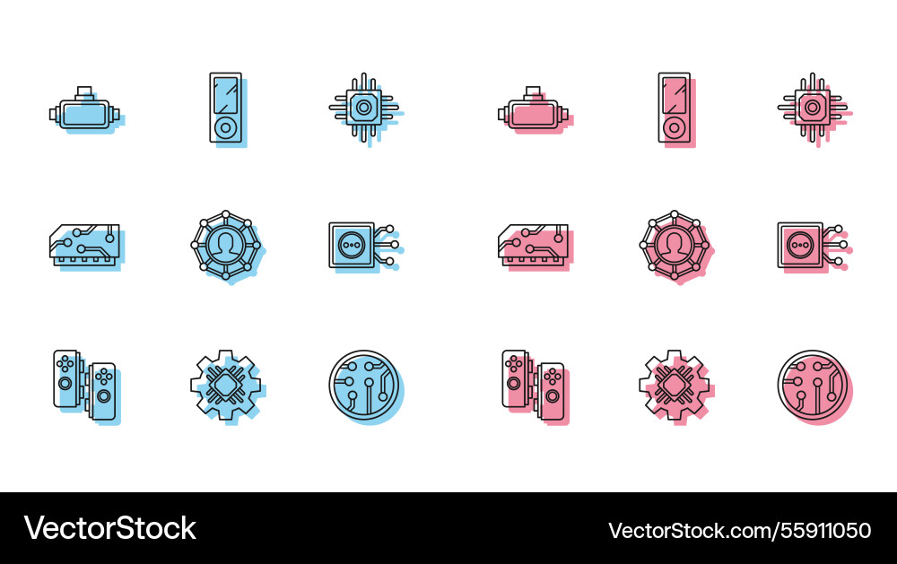 Set line gamepad processor virtual reality Set line gamepad processor virtual reality vector image