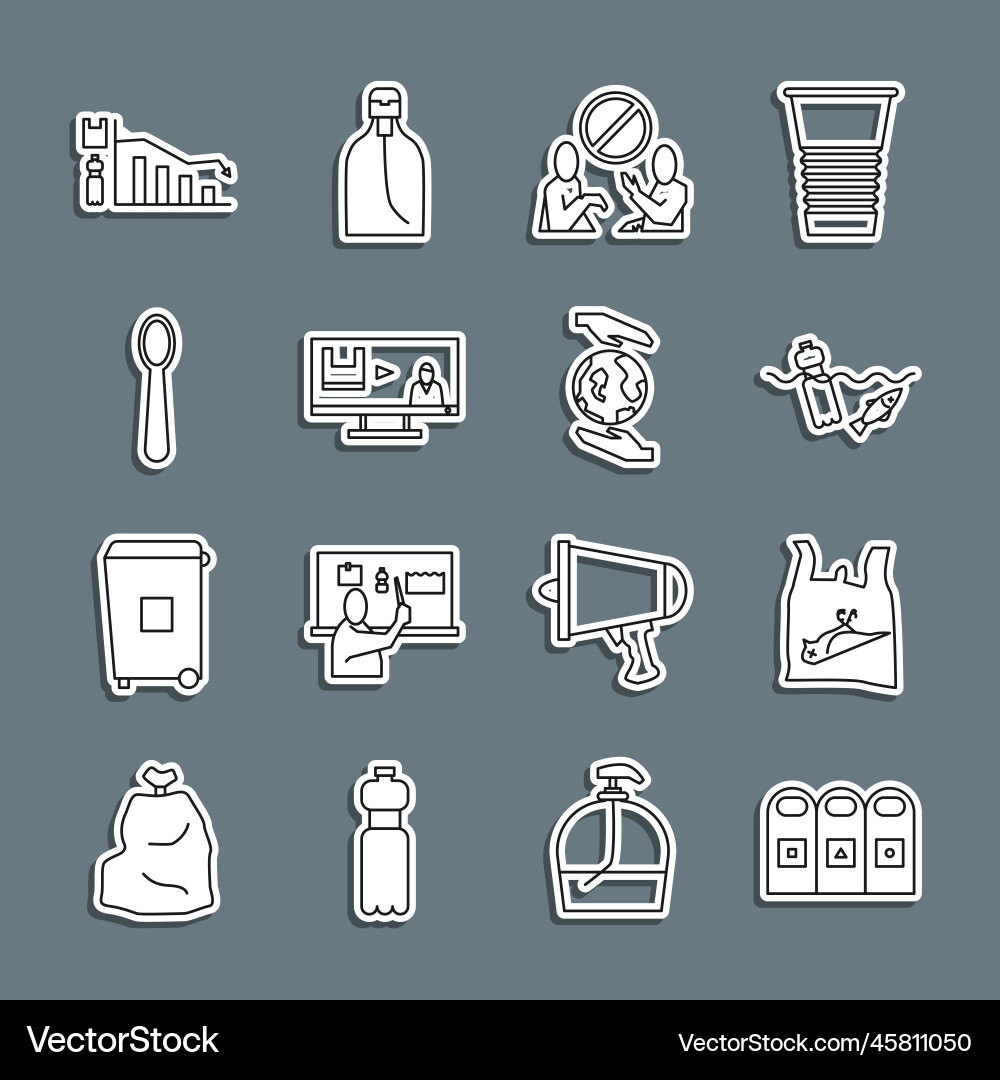 Set line trash in garbage cans sorted dead bird Set line trash in garbage cans sorted dead bird vector image