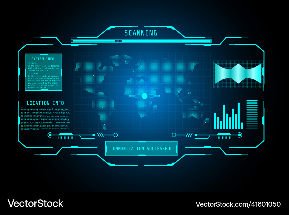Space Monitoring World Map Interface vector image