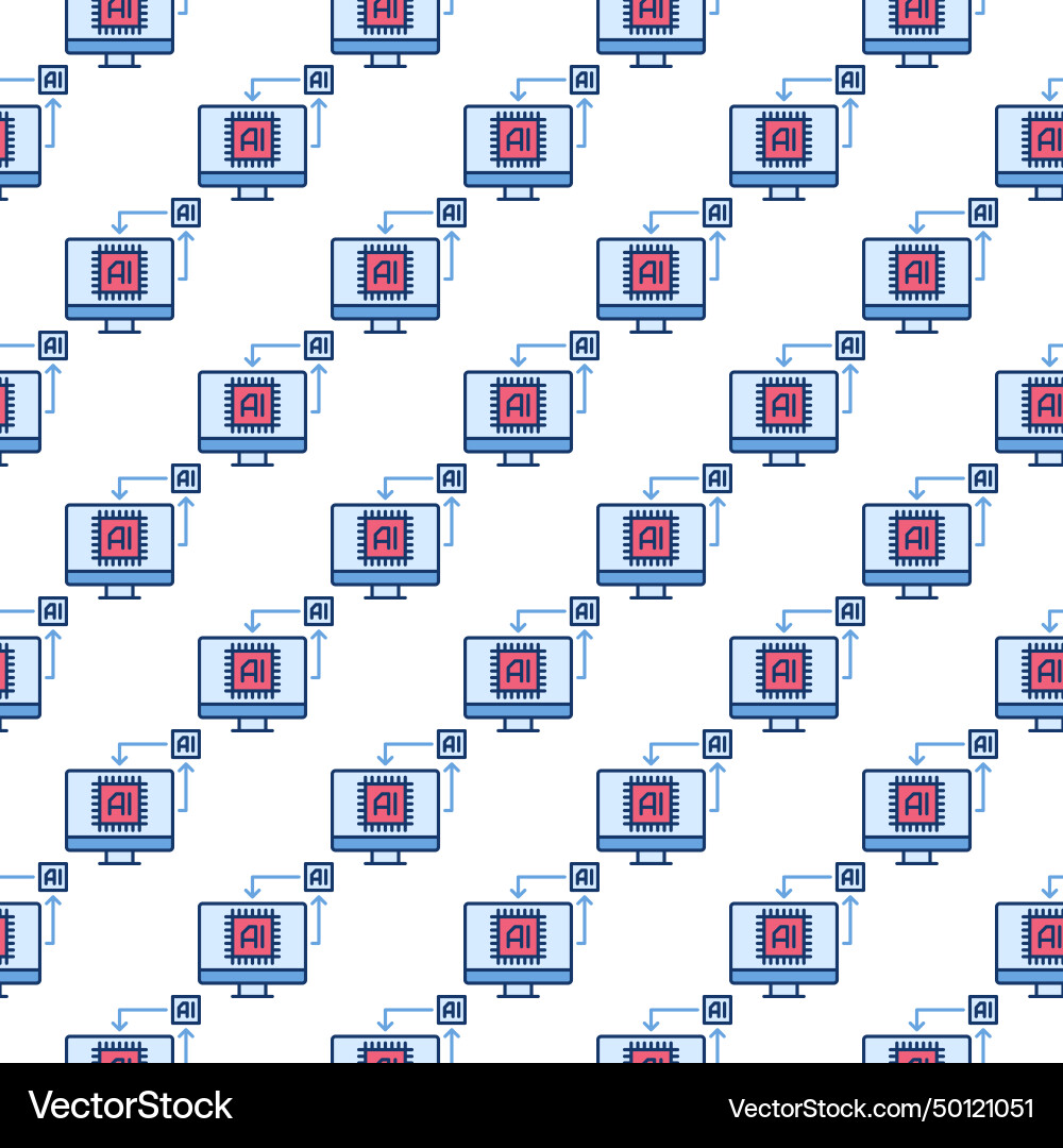 Ai technology on computer display colored Ai technology on computer display colored vector image