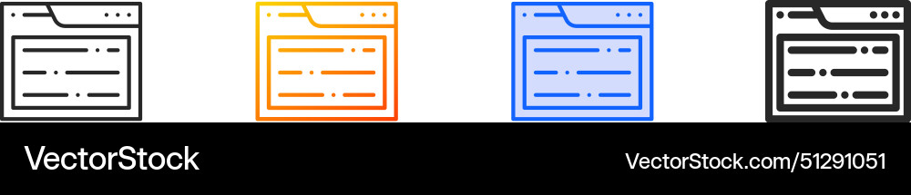 Browser iconthin linear gradient blue stroke Vector Image