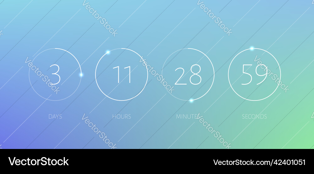 Countdown timer circle counter time digital clock vector image