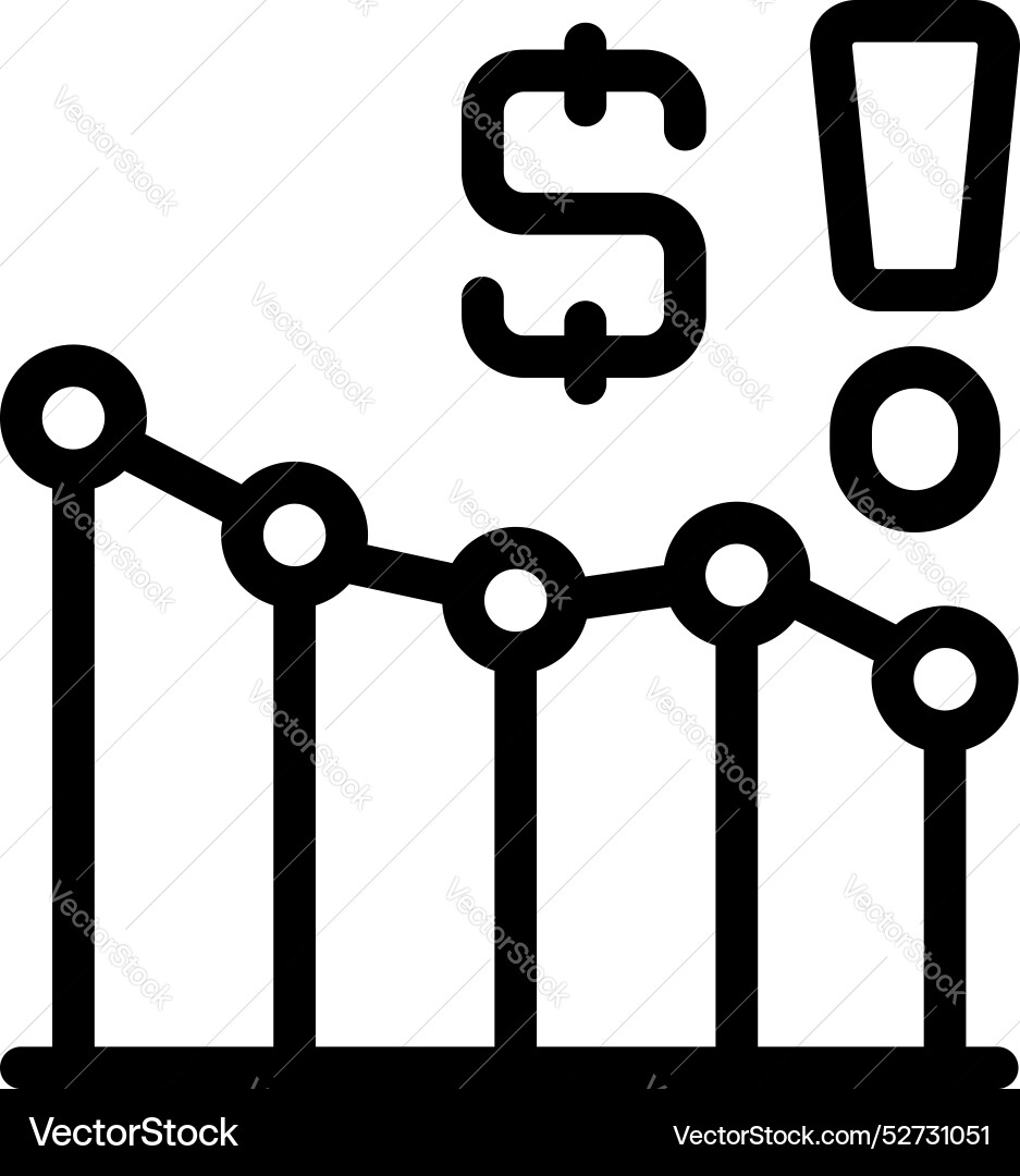 Dollar sign with decreasing graph showing Dollar sign with decreasing graph showing vector image