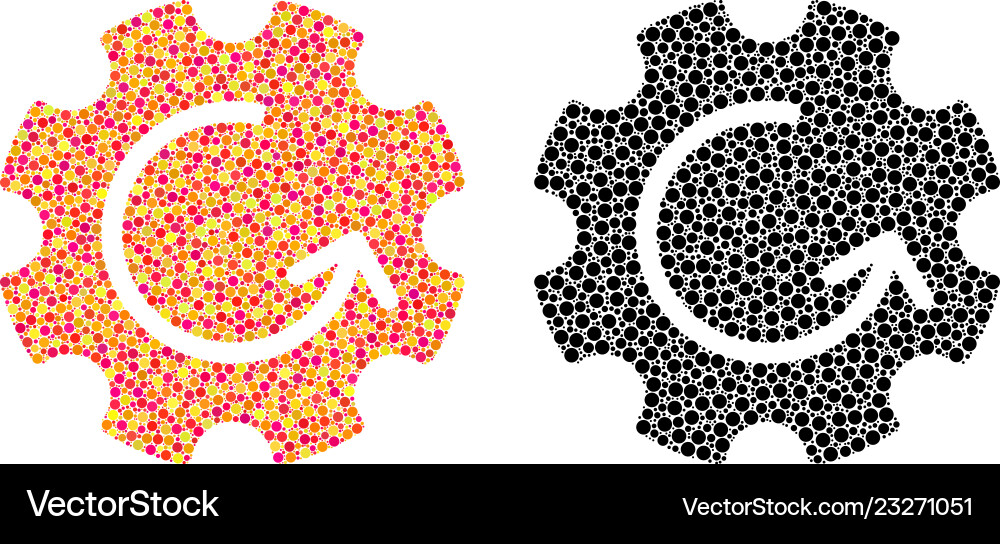 Dot gear rotation mosaic icons Dot gear rotation mosaic icons vector image