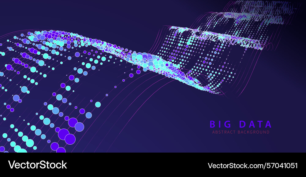 Dots big data on curve way flow quantum computing Vector Image