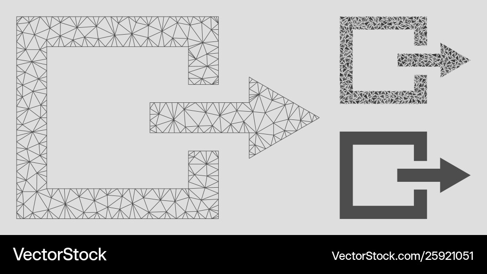 Exit mesh carcass model and triangle mosaic Exit mesh carcass model and triangle mosaic vector image