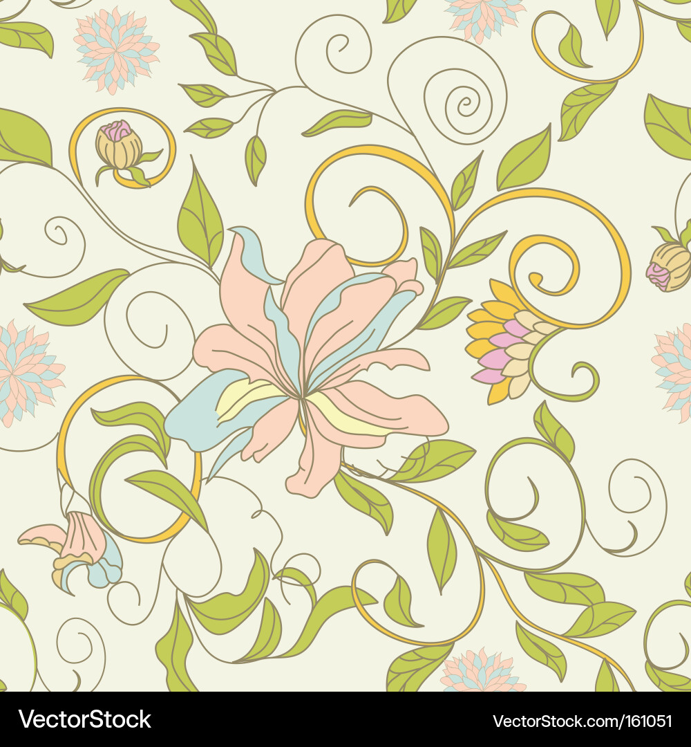 Floral Scroll Tapete Vektorbild