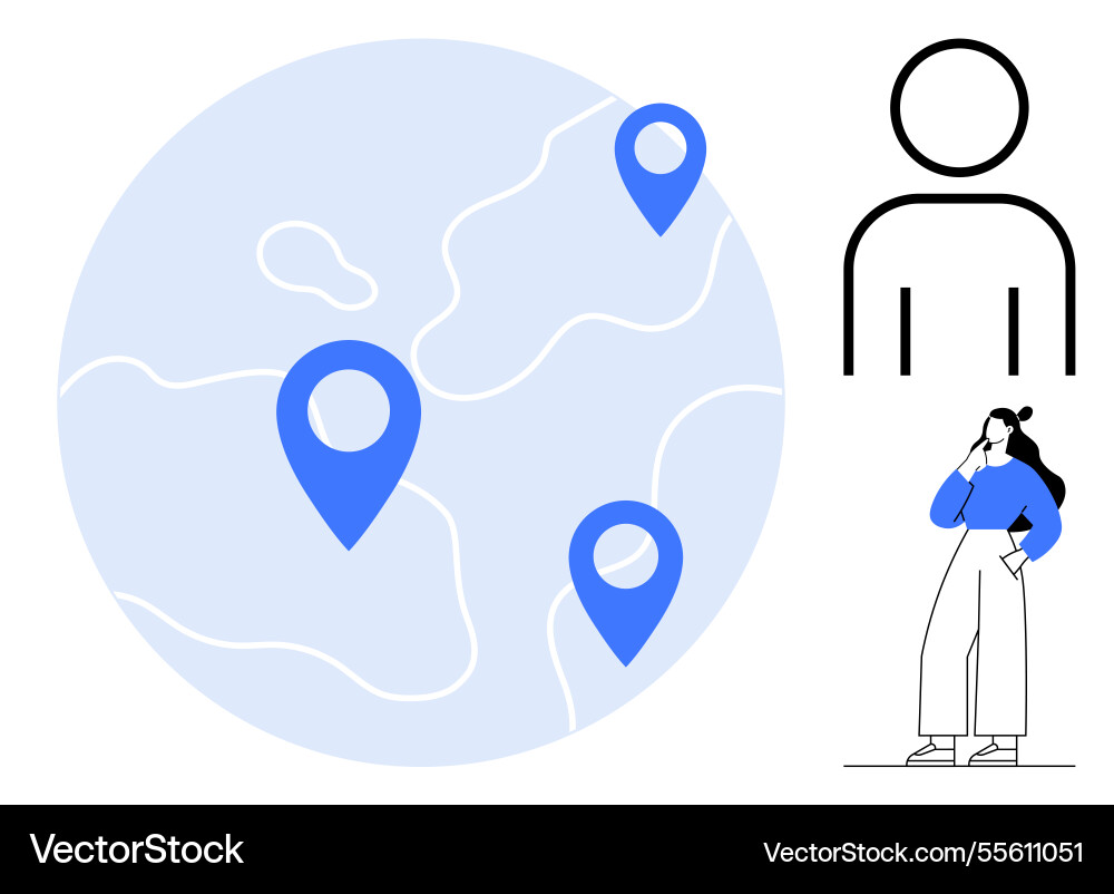 Global geolocation concept with abstract map pins Global geolocation concept with abstract map pins vector image