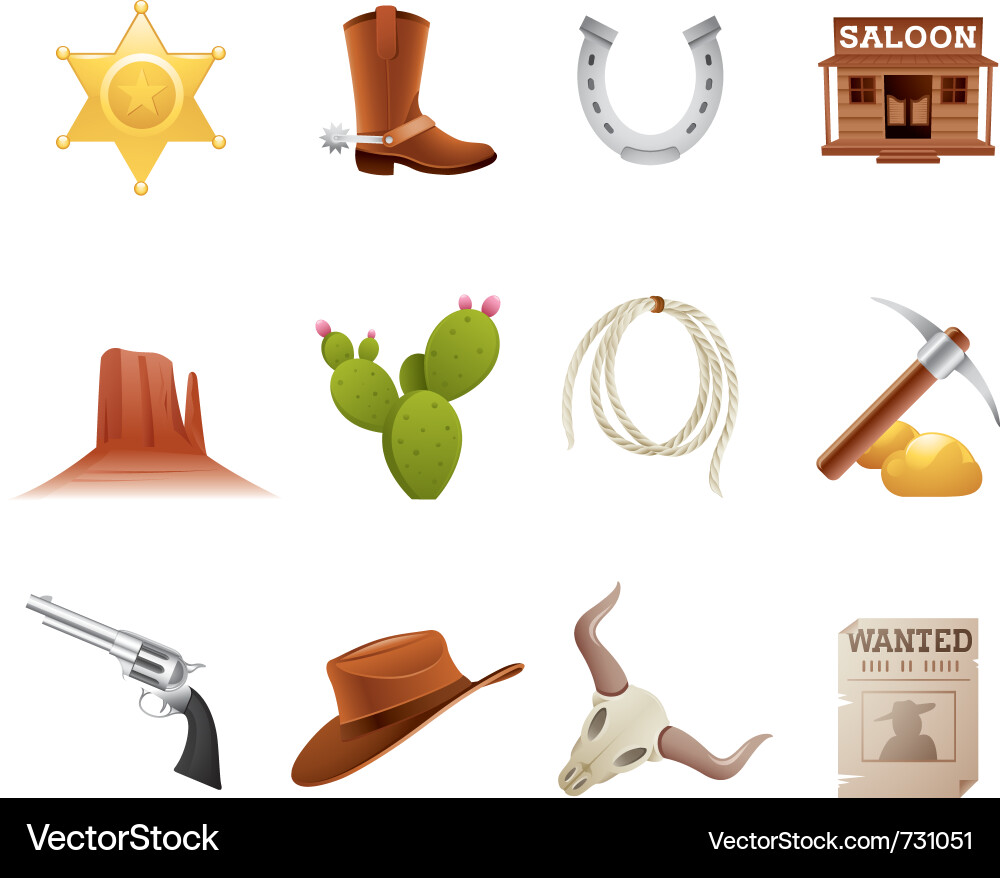 Old West Icons - Western Theme vector image