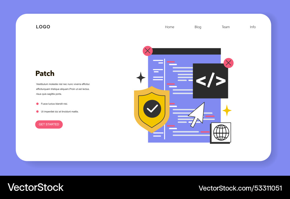 Patch-Software-Webbanner oder Landing-Seite Patch-Software-Webbanner oder Landing-Seite vektorbild