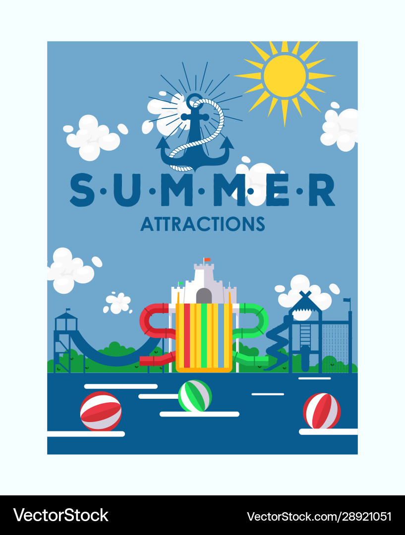 Sommer Attraktionen Wasserpark Poster Sommer Attraktionen Wasserpark Poster vektorbild