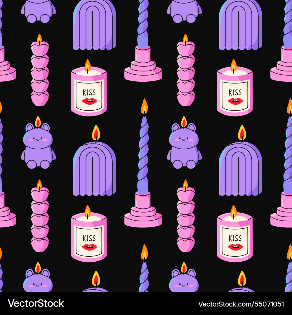 Various candles seamless pattern Vector Image