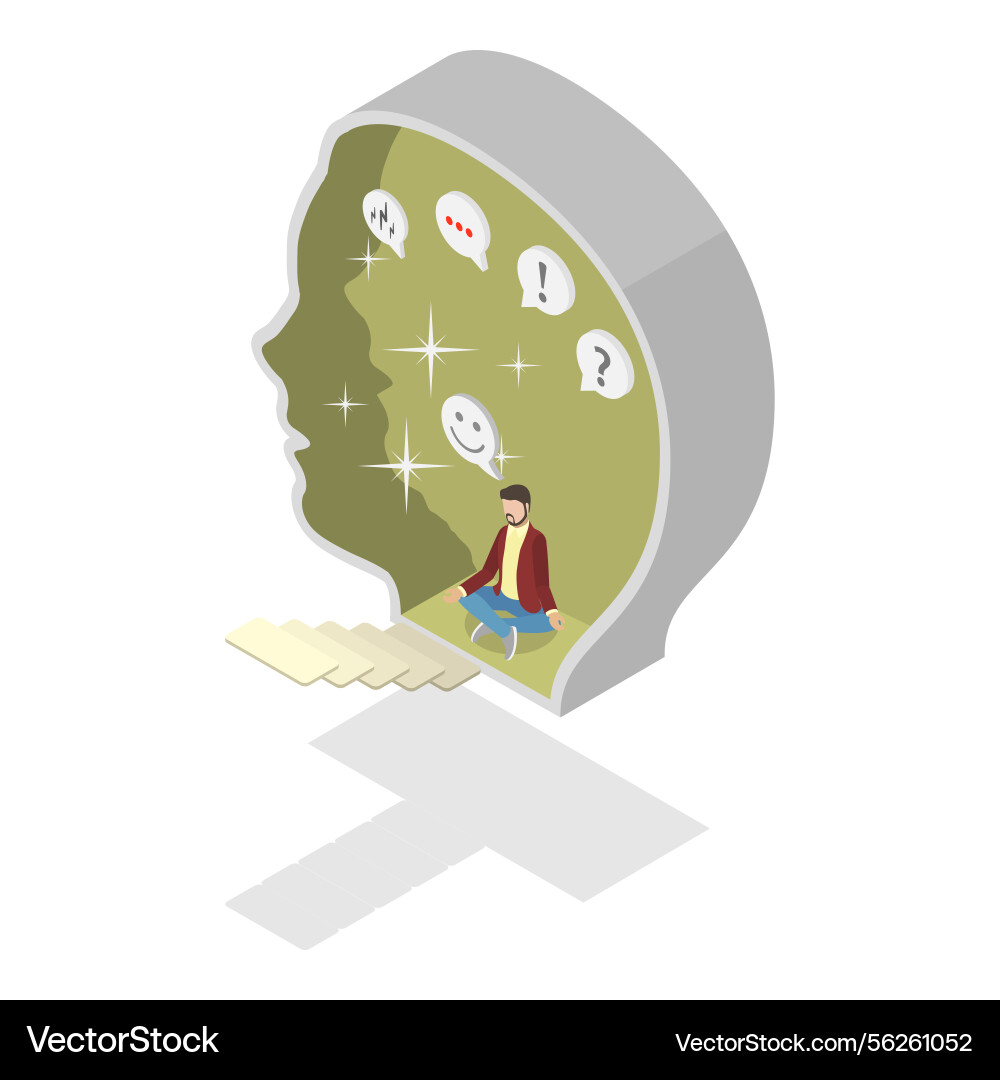 3d isometric flat of introvert vector image