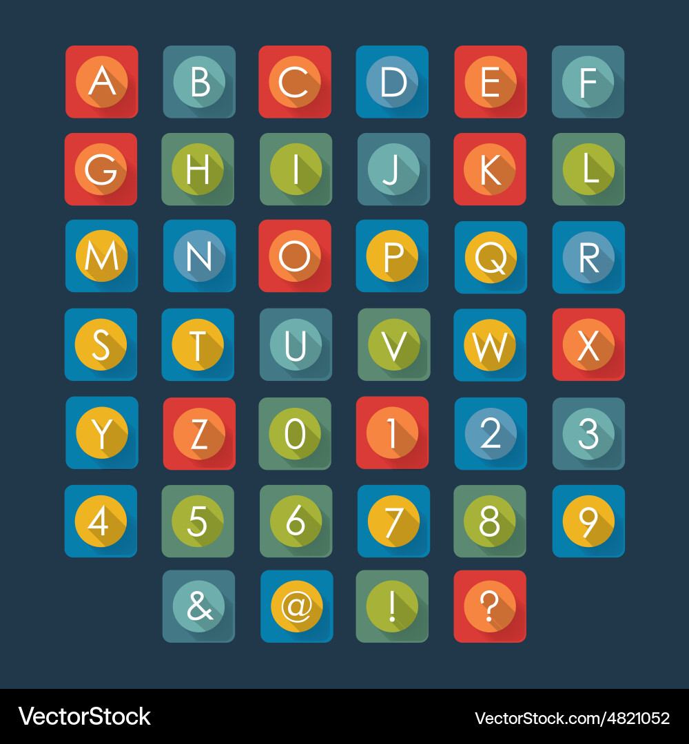 Alphabet Flat Icons Vector Image
