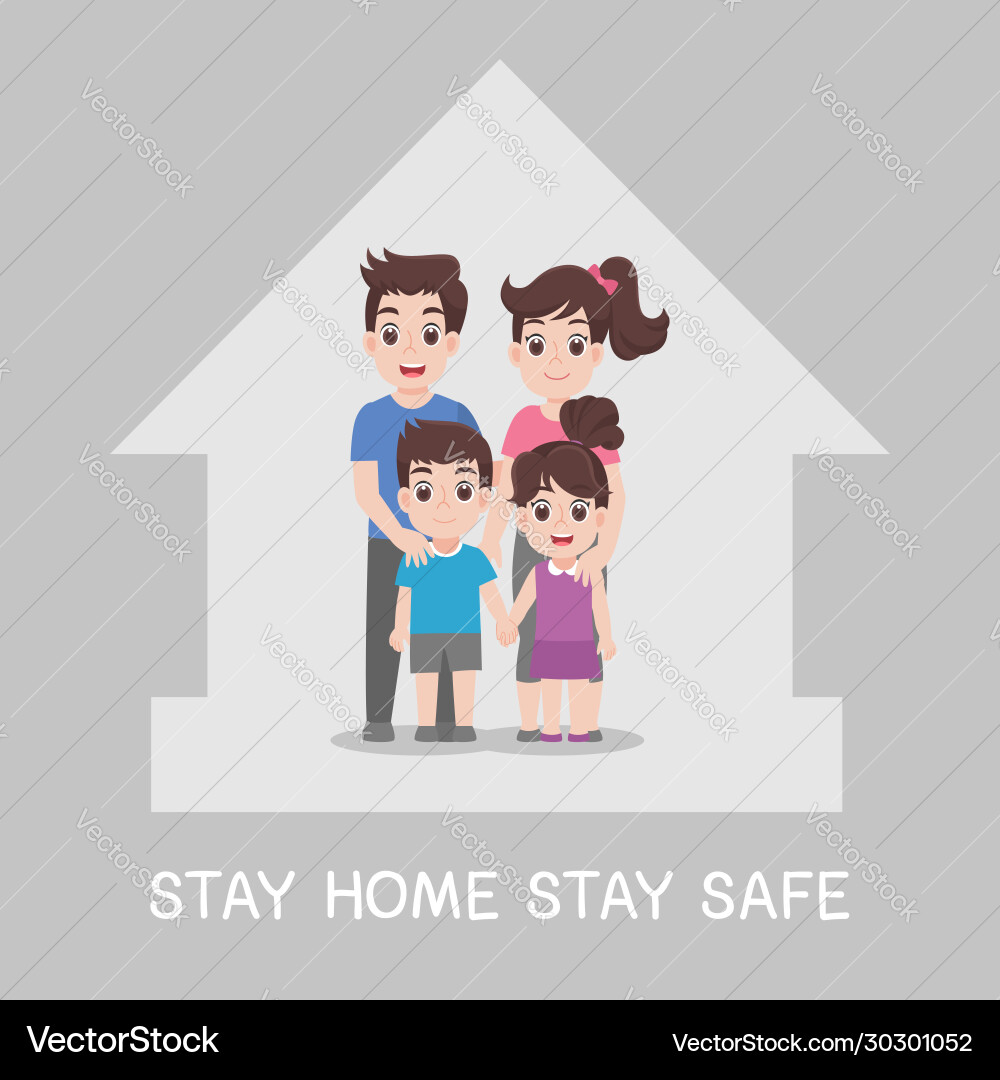 Amily stay home safe together Amily stay home safe together vector image