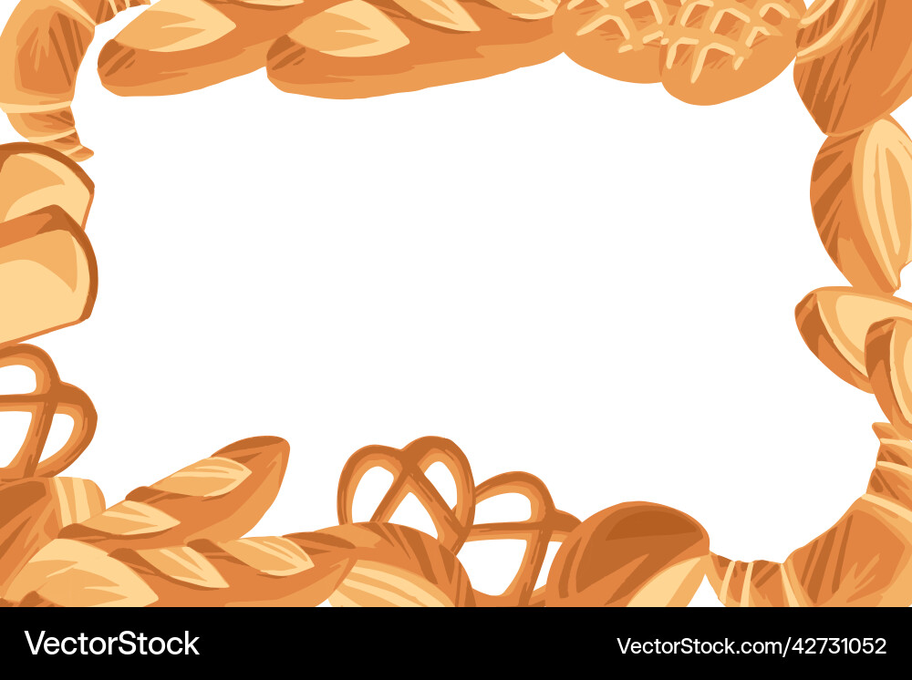 Bakery pattern with different breads flat Vector Image