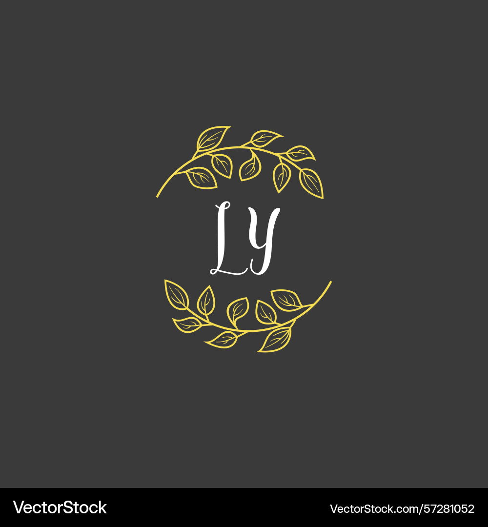 Botanical monogram logos with initial ly Vector Image