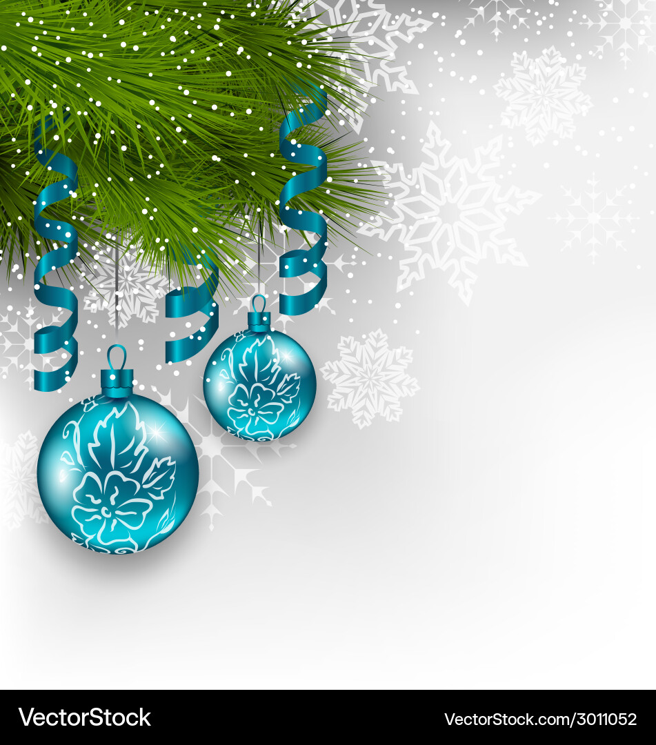 Christmas background with hanging glass balls Vector Image