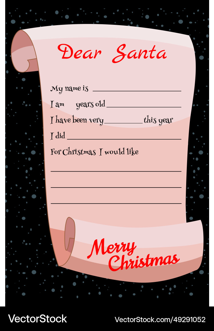 Christmas kid letter to santa claus template Christmas kid letter to santa claus template vector image