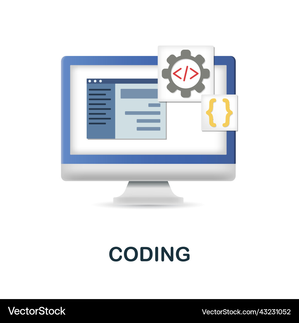 Coding icon in 3d colored from creative package Coding icon in 3d colored from creative package vector image