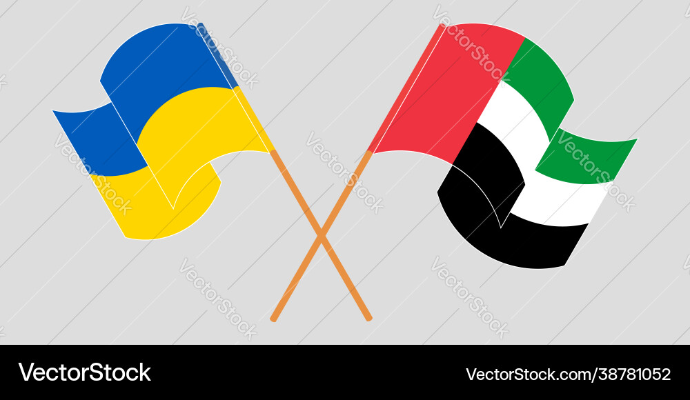 Crossed and waving flags ukraine Crossed and waving flags ukraine vector image