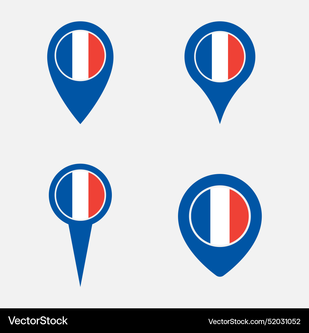 France flag map pointer set french symbol France flag map pointer set french symbol vector image