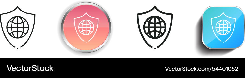 Global icon thin linear regular and button style vector image
