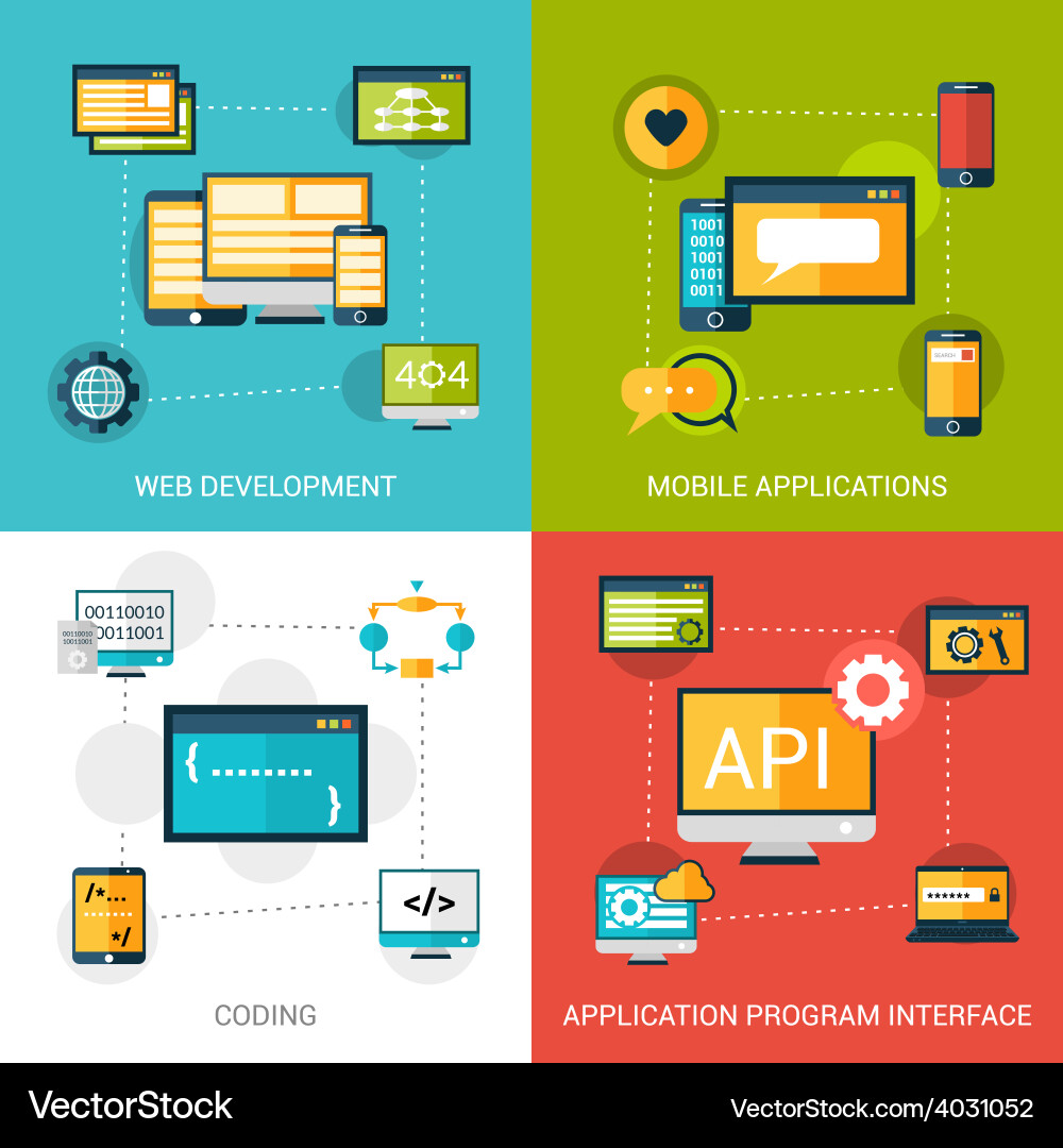 Programming Icon Set - Flat & Modern vector image