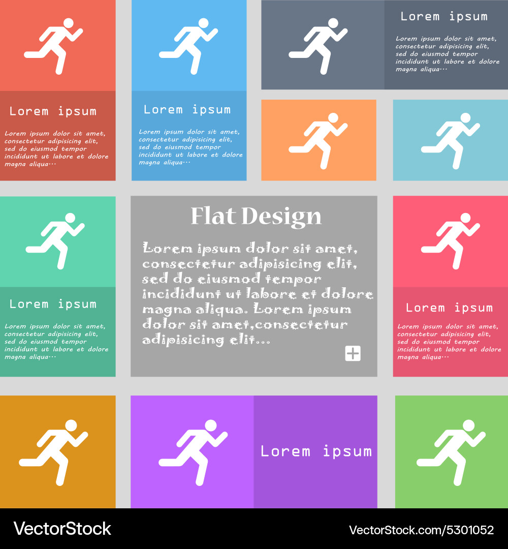 Running man icon sign set of multicolored buttons vector image