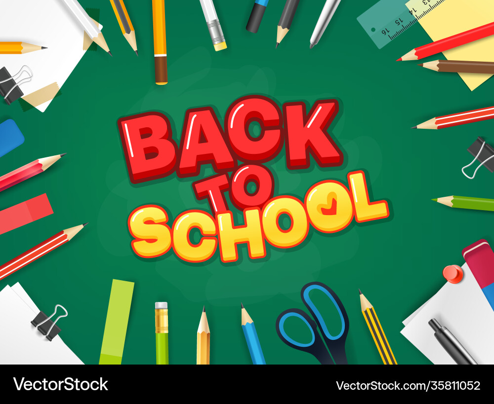School chalkboard with different objects vertical vector image