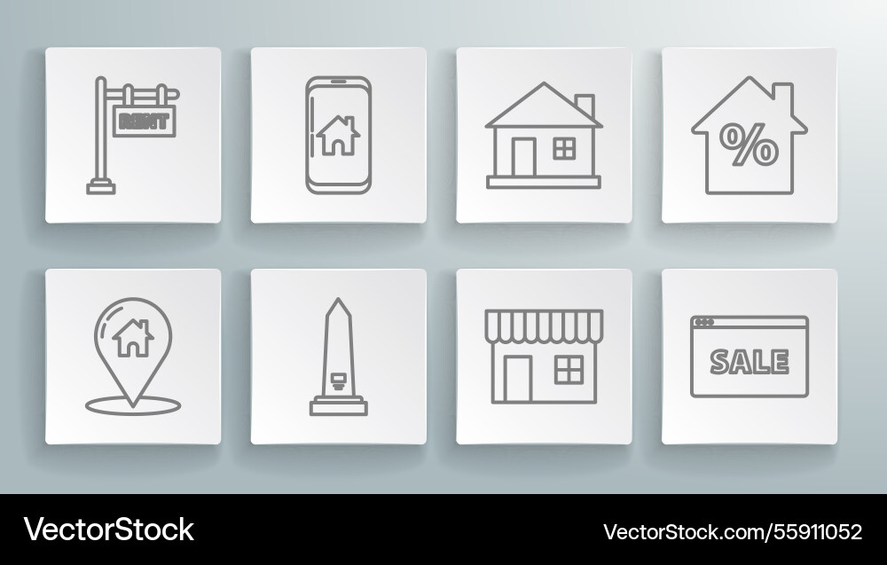 Set line map pointer with house mobile phone Set line map pointer with house mobile phone vector image
