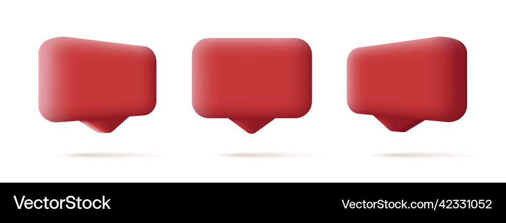 Set of 3d red push notification chat bubbles Set of 3d red push notification chat bubbles vector image