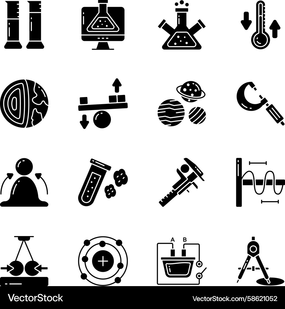Set of science and data solid icons Vector Image