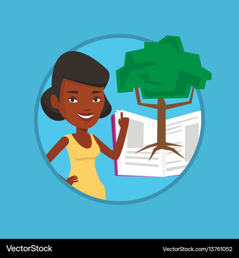 Student pointing at tree of knowledge Student pointing at tree of knowledge vector image