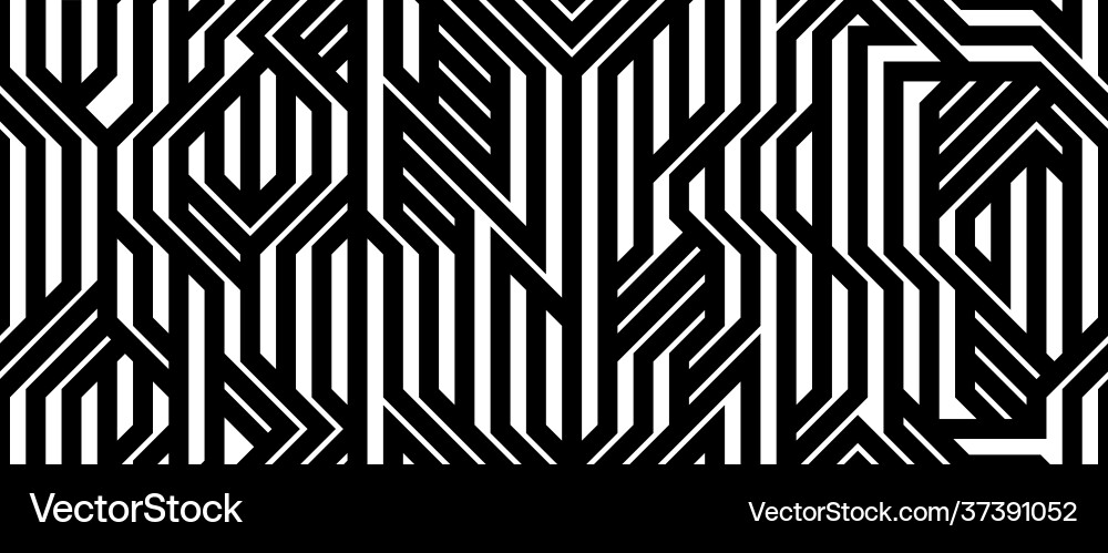 Tech style seamless linear pattern monochrome Vector Image