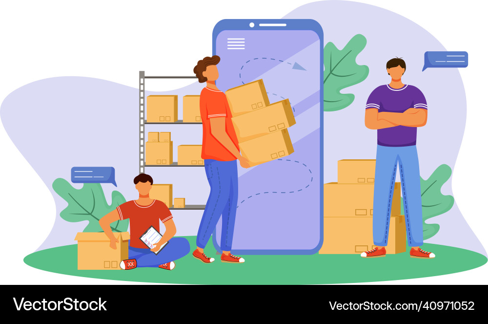 Tracking package flat color getting post Tracking package flat color getting post vector image