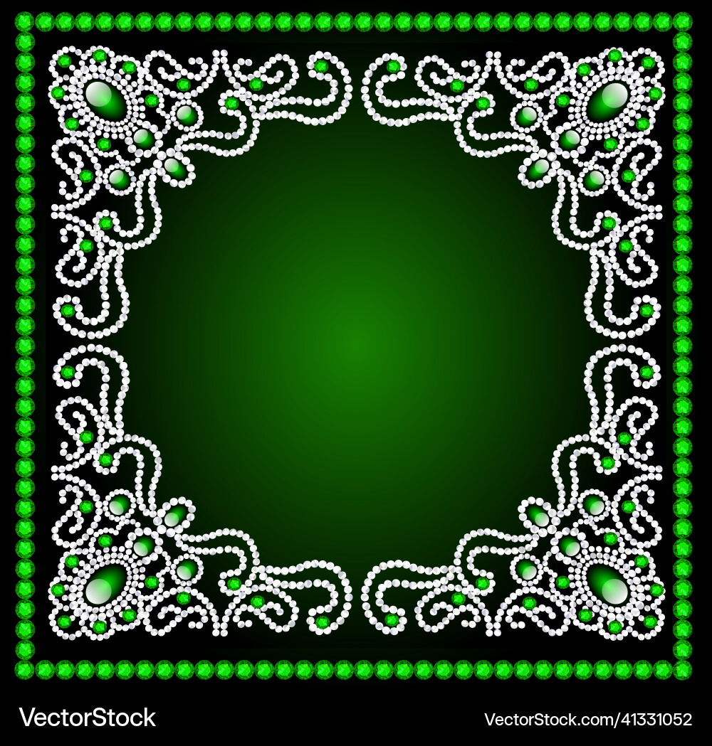 Vintage background frame with pattern and gems Vintage background frame with pattern and gems vector image