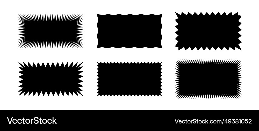 Zig zag edge rectangle shape collection jagged Vector Image