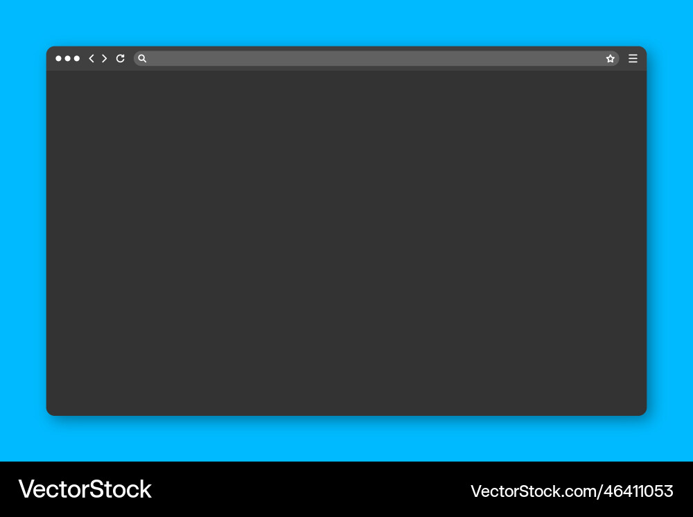 Blank web browser window with toolbar and search Blank web browser window with toolbar and search vector image