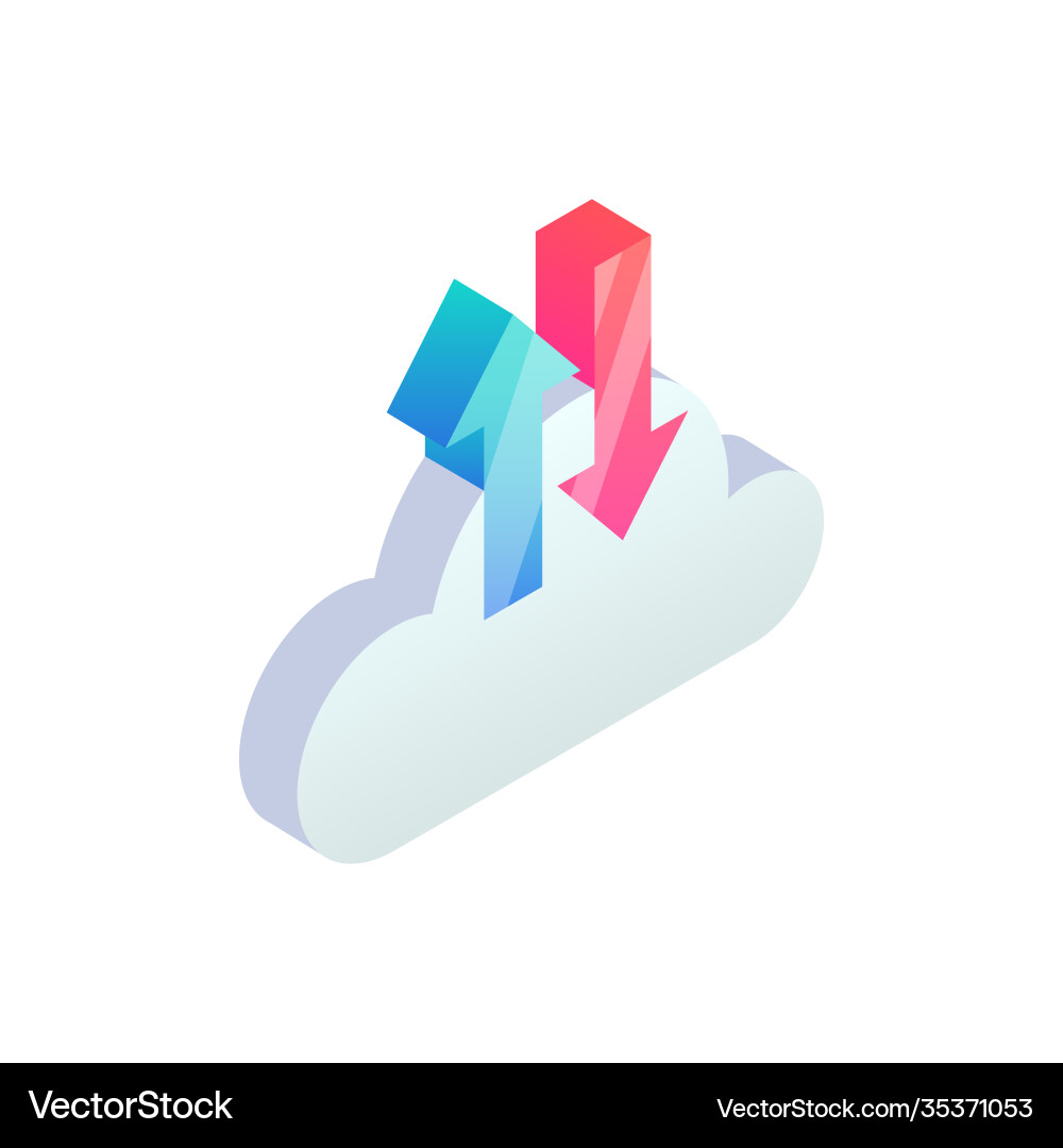 Cloud computing backup and restore isometric icon Cloud computing backup and restore isometric icon vector image