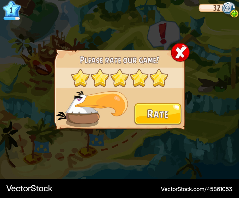 Complete set of level button game ui pop-up icon vector image